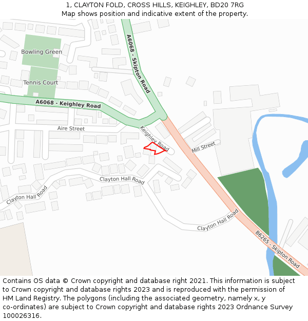1, CLAYTON FOLD, CROSS HILLS, KEIGHLEY, BD20 7RG: Location map and indicative extent of plot