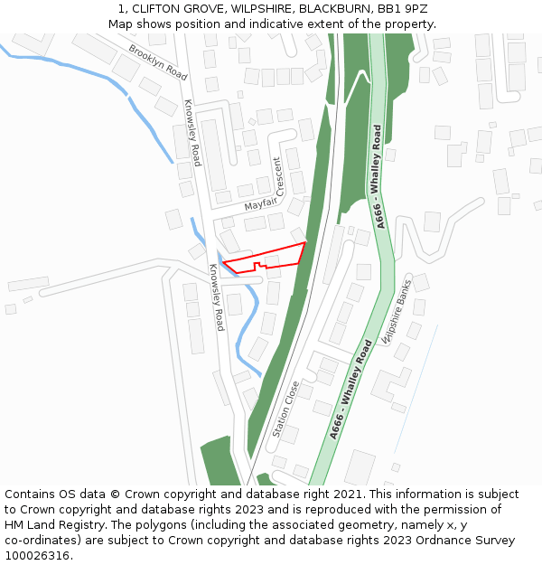 1, CLIFTON GROVE, WILPSHIRE, BLACKBURN, BB1 9PZ: Location map and indicative extent of plot