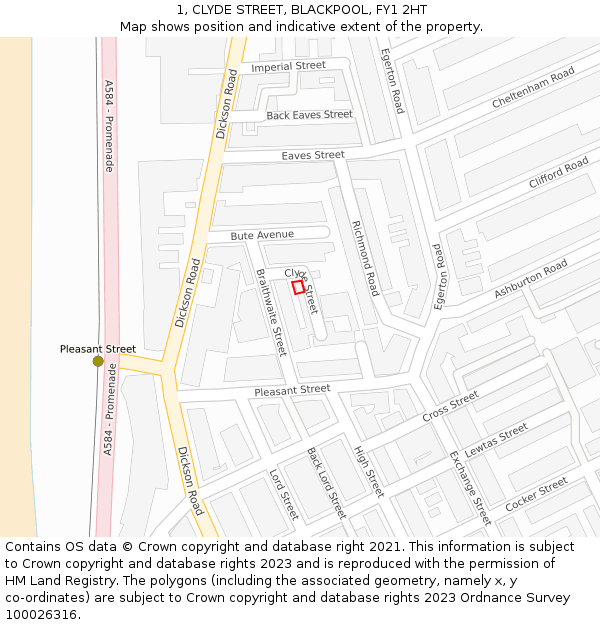 1, CLYDE STREET, BLACKPOOL, FY1 2HT: Location map and indicative extent of plot