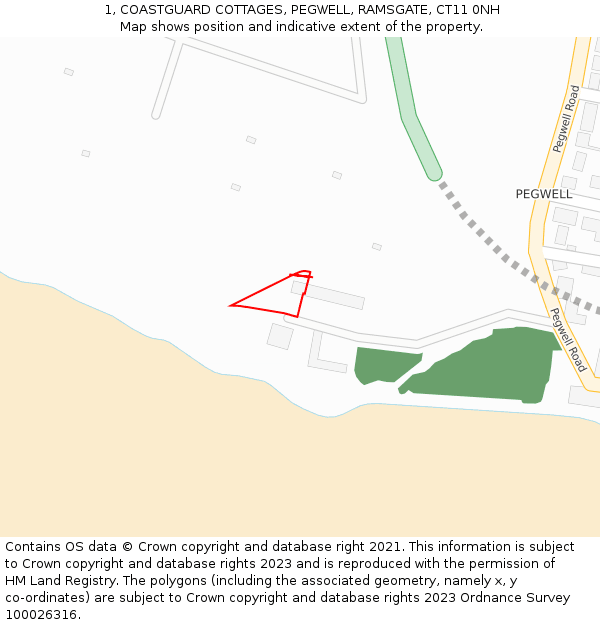 1, COASTGUARD COTTAGES, PEGWELL, RAMSGATE, CT11 0NH: Location map and indicative extent of plot