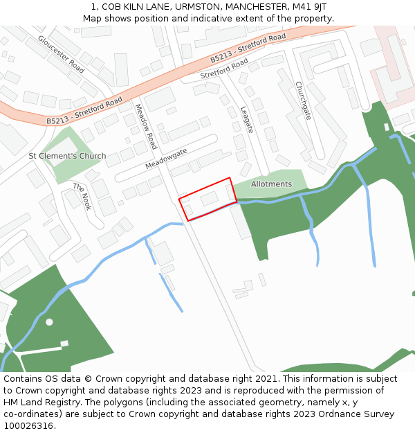 1, COB KILN LANE, URMSTON, MANCHESTER, M41 9JT: Location map and indicative extent of plot