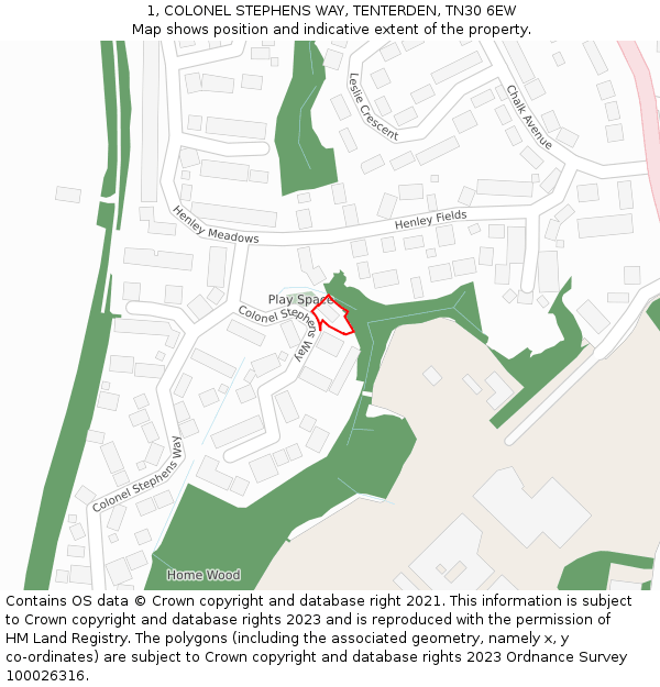 1, COLONEL STEPHENS WAY, TENTERDEN, TN30 6EW: Location map and indicative extent of plot