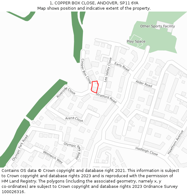 1, COPPER BOX CLOSE, ANDOVER, SP11 6YA: Location map and indicative extent of plot