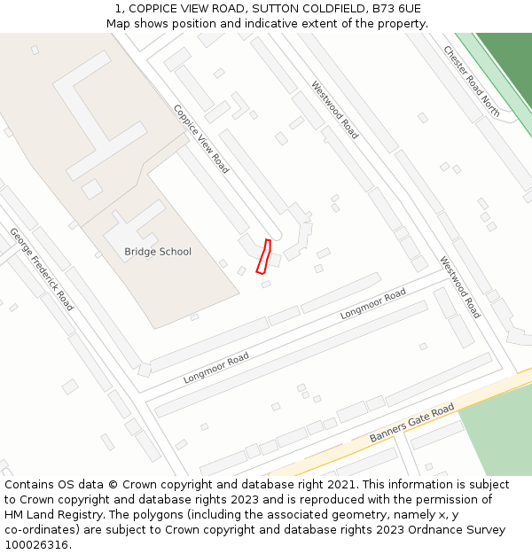 1, COPPICE VIEW ROAD, SUTTON COLDFIELD, B73 6UE: Location map and indicative extent of plot