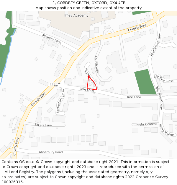 1, CORDREY GREEN, OXFORD, OX4 4ER: Location map and indicative extent of plot