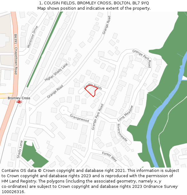 1, COUSIN FIELDS, BROMLEY CROSS, BOLTON, BL7 9YQ: Location map and indicative extent of plot