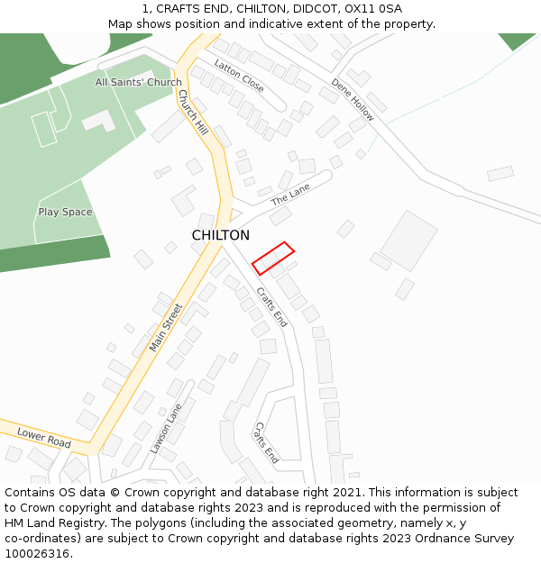 1, CRAFTS END, CHILTON, DIDCOT, OX11 0SA: Location map and indicative extent of plot