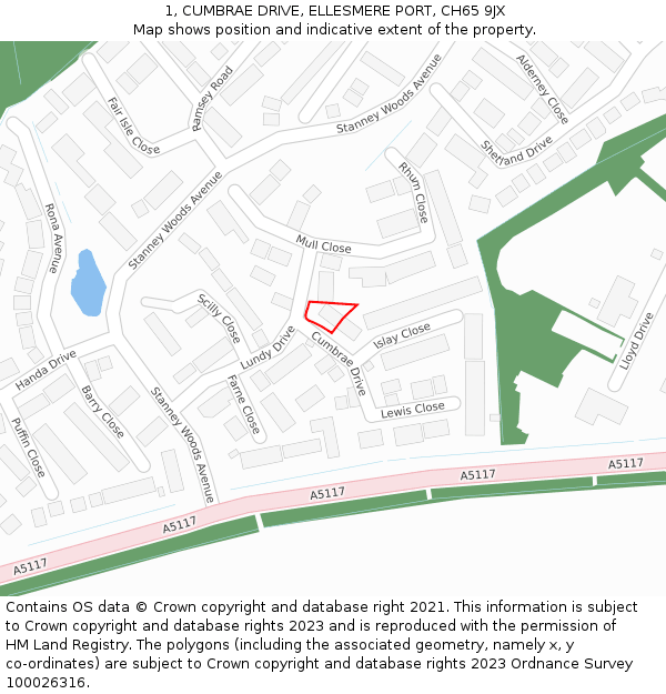 1, CUMBRAE DRIVE, ELLESMERE PORT, CH65 9JX: Location map and indicative extent of plot
