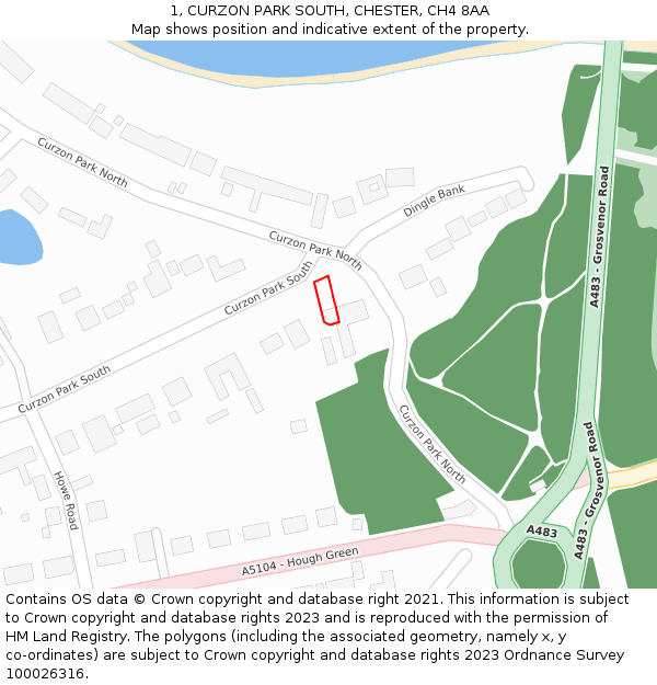 1, CURZON PARK SOUTH, CHESTER, CH4 8AA: Location map and indicative extent of plot