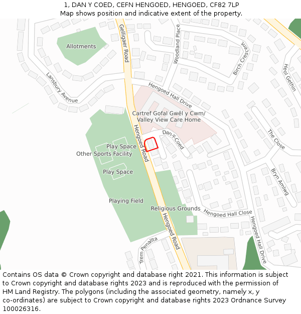 1, DAN Y COED, CEFN HENGOED, HENGOED, CF82 7LP: Location map and indicative extent of plot