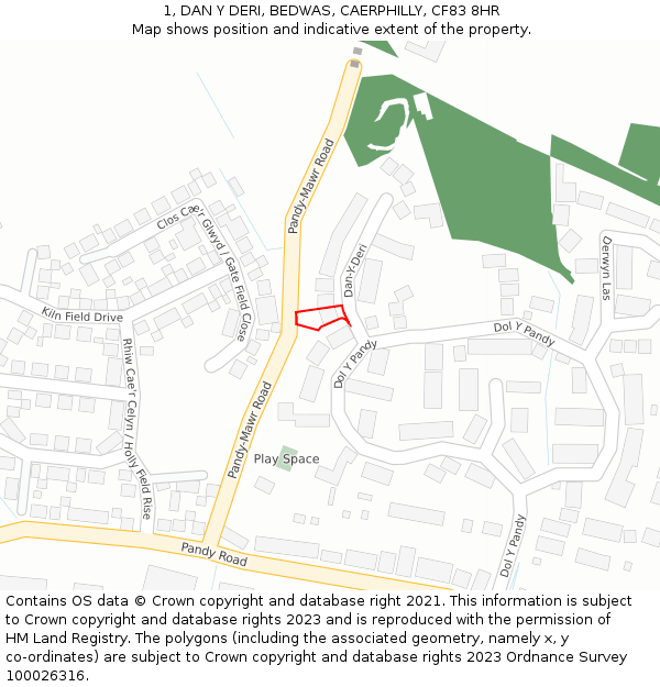 1, DAN Y DERI, BEDWAS, CAERPHILLY, CF83 8HR: Location map and indicative extent of plot