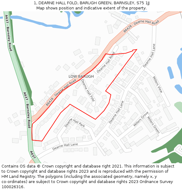 1, DEARNE HALL FOLD, BARUGH GREEN, BARNSLEY, S75 1JJ: Location map and indicative extent of plot