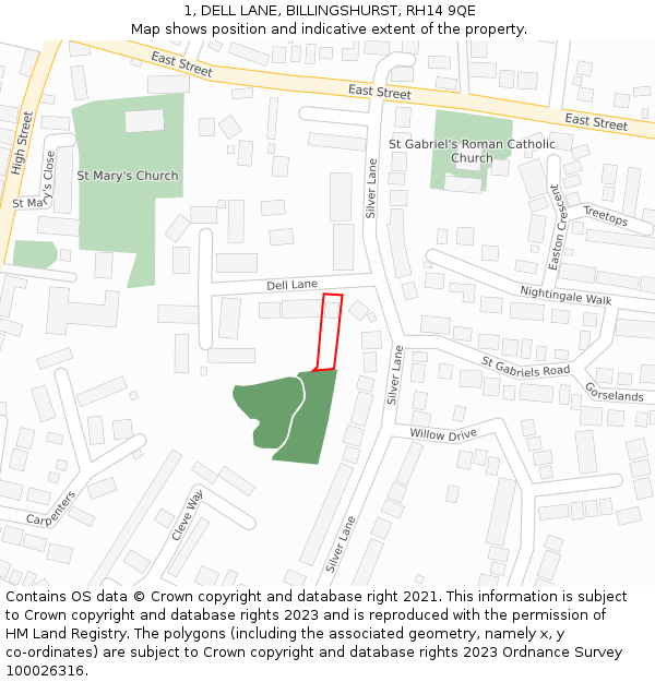 1, DELL LANE, BILLINGSHURST, RH14 9QE: Location map and indicative extent of plot