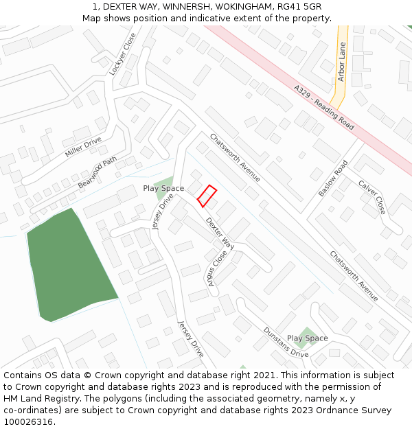 1, DEXTER WAY, WINNERSH, WOKINGHAM, RG41 5GR: Location map and indicative extent of plot