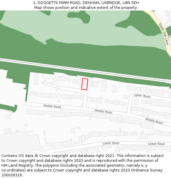 1, DOGGETTS FARM ROAD, DENHAM, UXBRIDGE, UB9 5EH: Location map and indicative extent of plot