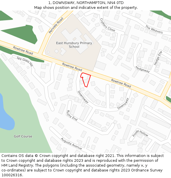 1, DOWNSWAY, NORTHAMPTON, NN4 0TD: Location map and indicative extent of plot