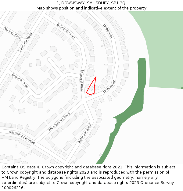 1, DOWNSWAY, SALISBURY, SP1 3QL: Location map and indicative extent of plot