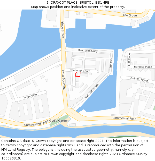 1, DRAYCOT PLACE, BRISTOL, BS1 4RE: Location map and indicative extent of plot