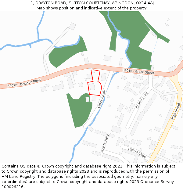 1, DRAYTON ROAD, SUTTON COURTENAY, ABINGDON, OX14 4AJ: Location map and indicative extent of plot