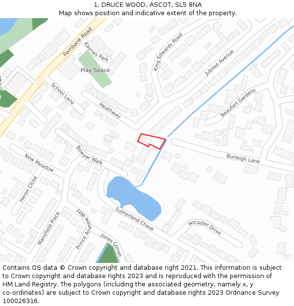1, DRUCE WOOD, ASCOT, SL5 8NA: Location map and indicative extent of plot