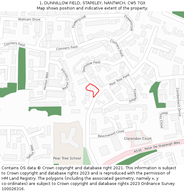 1, DUNNILLOW FIELD, STAPELEY, NANTWICH, CW5 7GX: Location map and indicative extent of plot