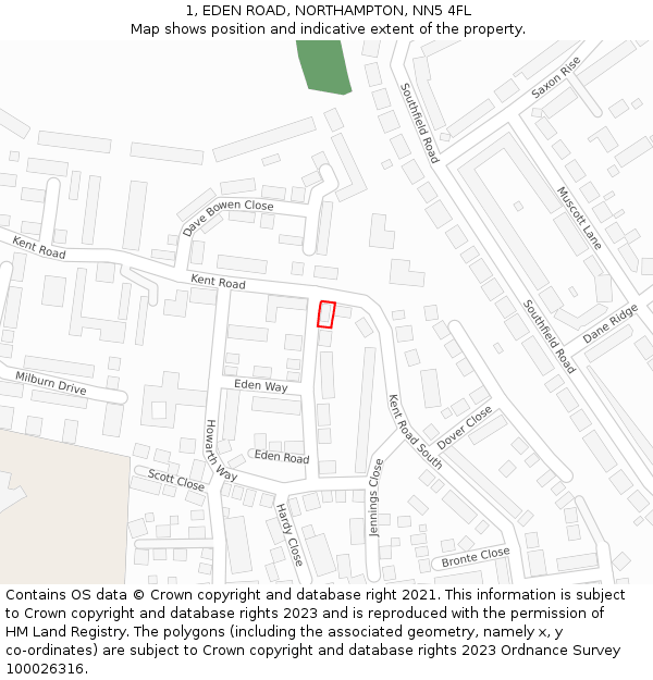 1, EDEN ROAD, NORTHAMPTON, NN5 4FL: Location map and indicative extent of plot