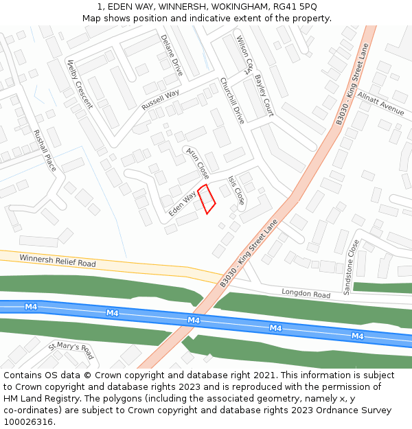 1, EDEN WAY, WINNERSH, WOKINGHAM, RG41 5PQ: Location map and indicative extent of plot