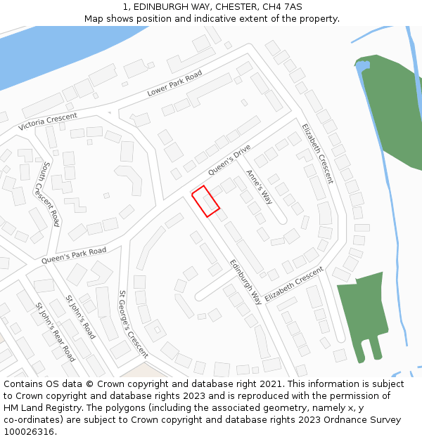 1, EDINBURGH WAY, CHESTER, CH4 7AS: Location map and indicative extent of plot