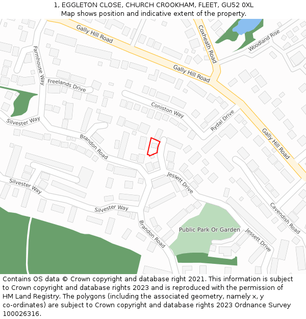 1, EGGLETON CLOSE, CHURCH CROOKHAM, FLEET, GU52 0XL: Location map and indicative extent of plot