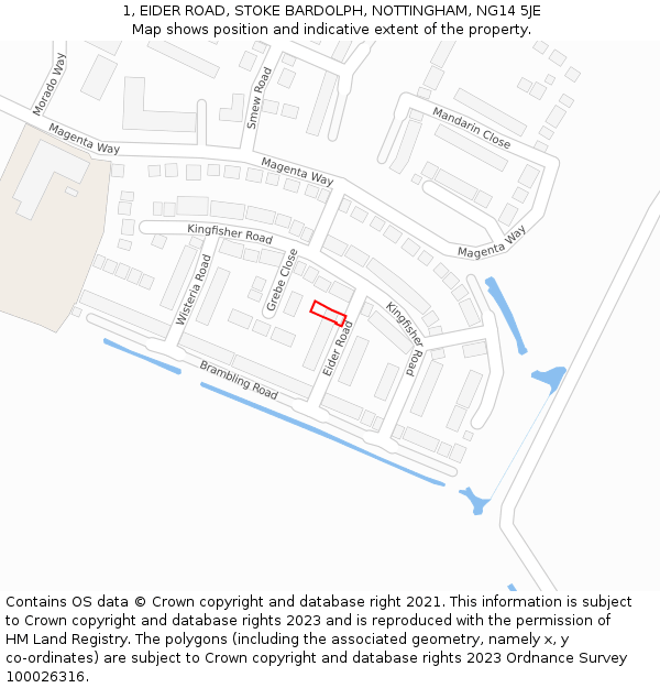 1, EIDER ROAD, STOKE BARDOLPH, NOTTINGHAM, NG14 5JE: Location map and indicative extent of plot