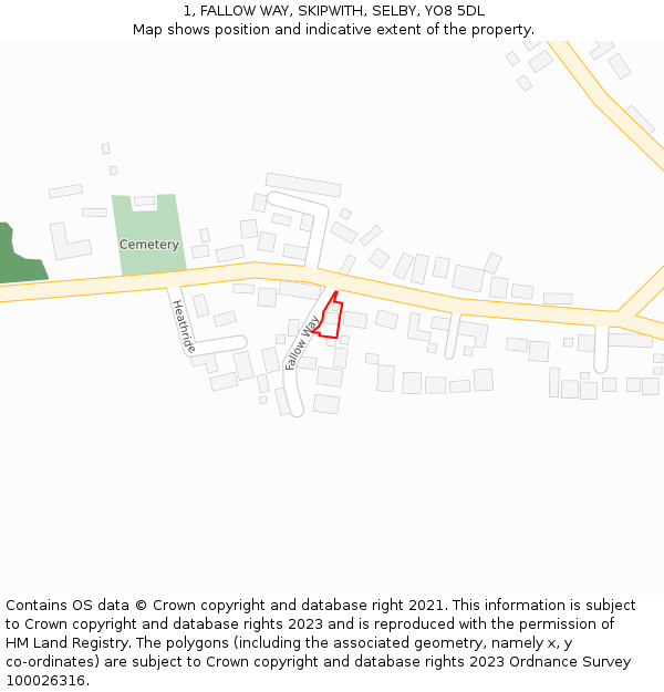 1, FALLOW WAY, SKIPWITH, SELBY, YO8 5DL: Location map and indicative extent of plot