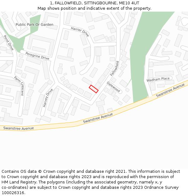 1, FALLOWFIELD, SITTINGBOURNE, ME10 4UT: Location map and indicative extent of plot