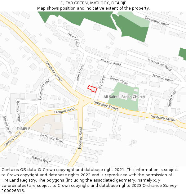 1, FAR GREEN, MATLOCK, DE4 3JF: Location map and indicative extent of plot