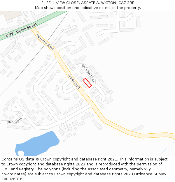 1, FELL VIEW CLOSE, ASPATRIA, WIGTON, CA7 3BF: Location map and indicative extent of plot