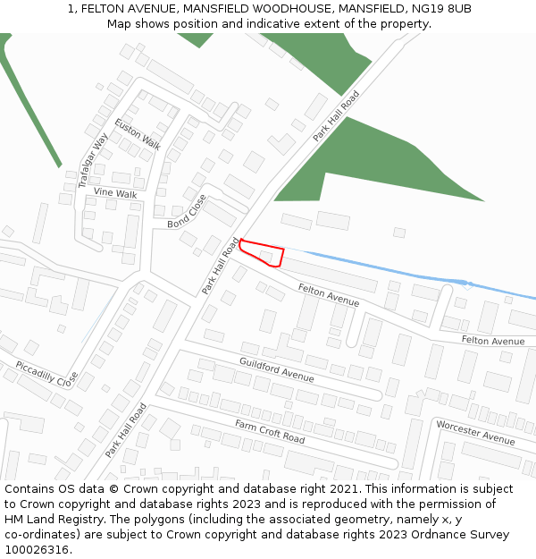 1, FELTON AVENUE, MANSFIELD WOODHOUSE, MANSFIELD, NG19 8UB: Location map and indicative extent of plot