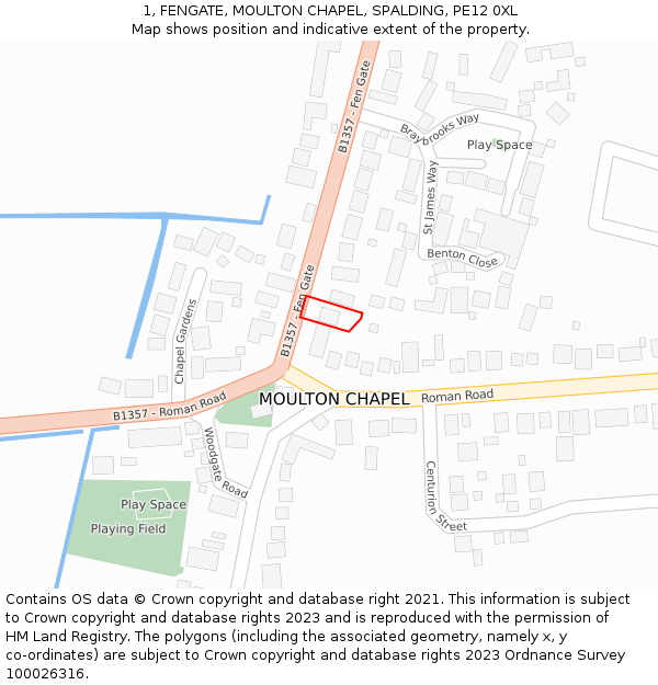 1, FENGATE, MOULTON CHAPEL, SPALDING, PE12 0XL: Location map and indicative extent of plot