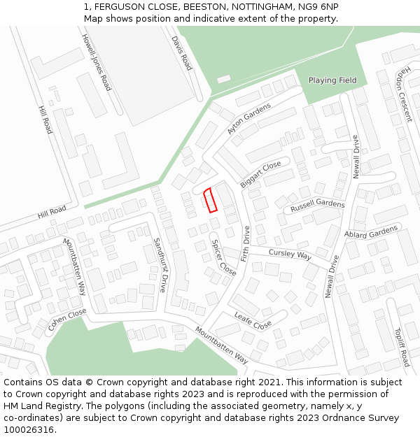 1, FERGUSON CLOSE, BEESTON, NOTTINGHAM, NG9 6NP: Location map and indicative extent of plot