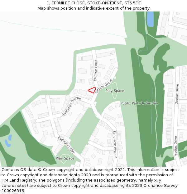 1, FERNILEE CLOSE, STOKE-ON-TRENT, ST6 5DT: Location map and indicative extent of plot