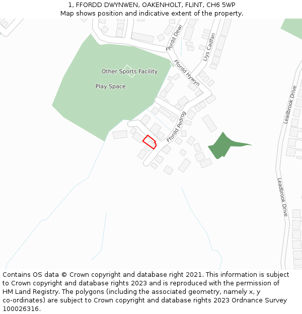 1, FFORDD DWYNWEN, OAKENHOLT, FLINT, CH6 5WP: Location map and indicative extent of plot