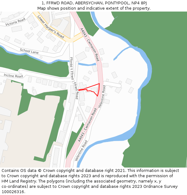 1, FFRWD ROAD, ABERSYCHAN, PONTYPOOL, NP4 8PJ: Location map and indicative extent of plot
