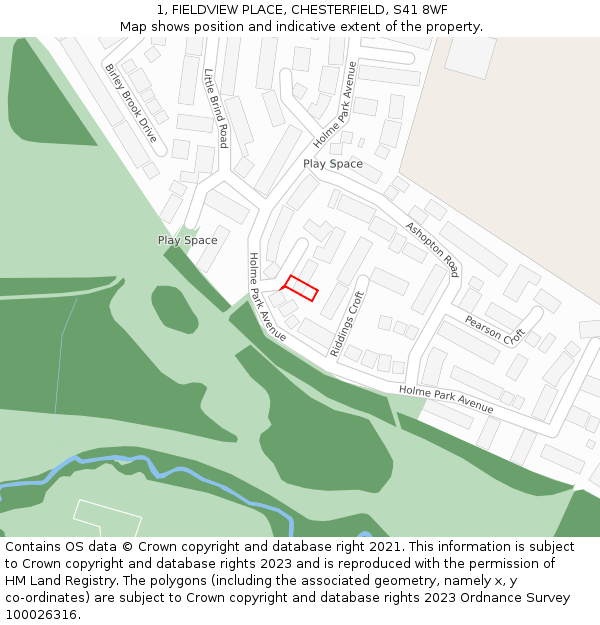 1, FIELDVIEW PLACE, CHESTERFIELD, S41 8WF: Location map and indicative extent of plot