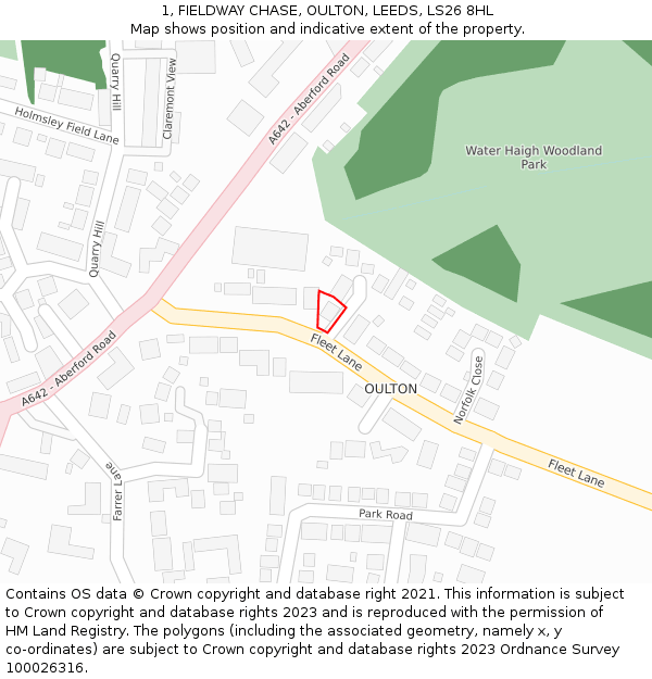 1, FIELDWAY CHASE, OULTON, LEEDS, LS26 8HL: Location map and indicative extent of plot