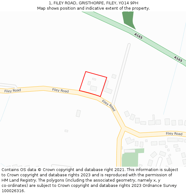 1, FILEY ROAD, GRISTHORPE, FILEY, YO14 9PH: Location map and indicative extent of plot
