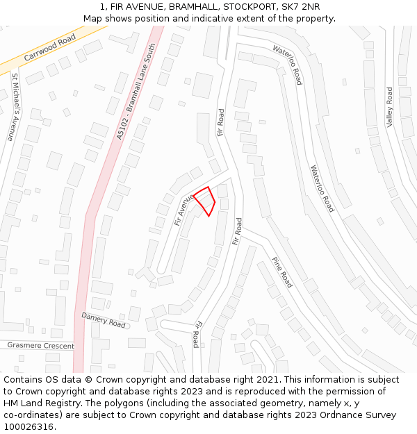 1, FIR AVENUE, BRAMHALL, STOCKPORT, SK7 2NR: Location map and indicative extent of plot