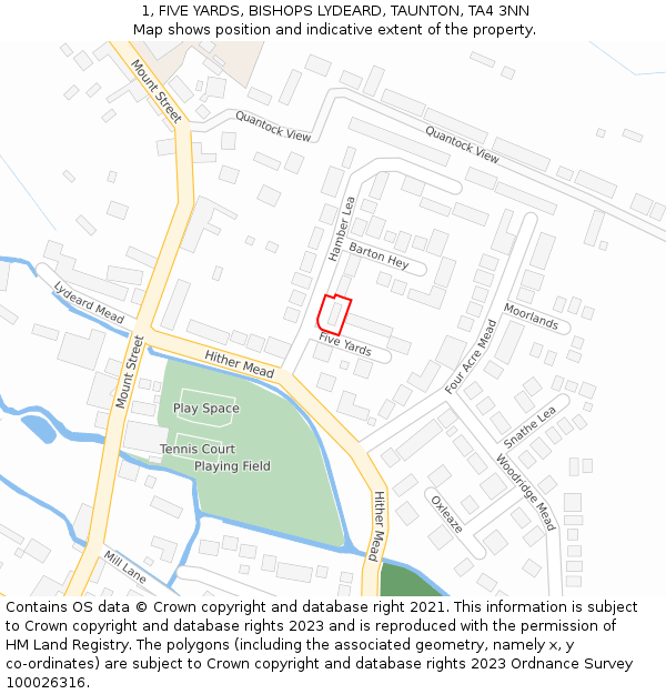 1, FIVE YARDS, BISHOPS LYDEARD, TAUNTON, TA4 3NN: Location map and indicative extent of plot