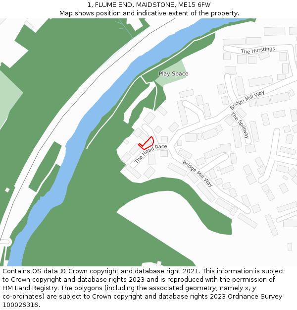 1, FLUME END, MAIDSTONE, ME15 6FW: Location map and indicative extent of plot