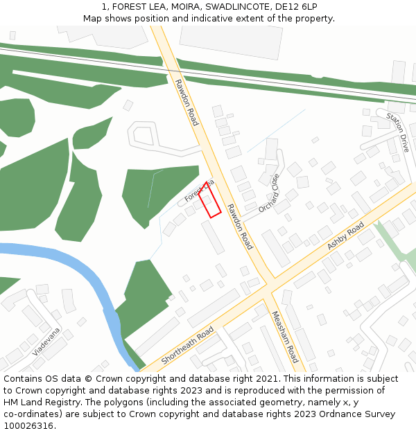 1, FOREST LEA, MOIRA, SWADLINCOTE, DE12 6LP: Location map and indicative extent of plot