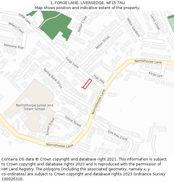 1, FORGE LANE, LIVERSEDGE, WF15 7AU: Location map and indicative extent of plot