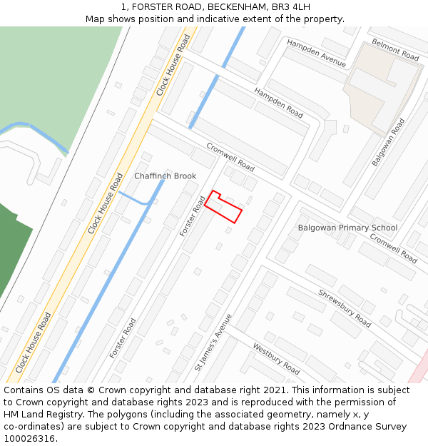 1, FORSTER ROAD, BECKENHAM, BR3 4LH: Location map and indicative extent of plot