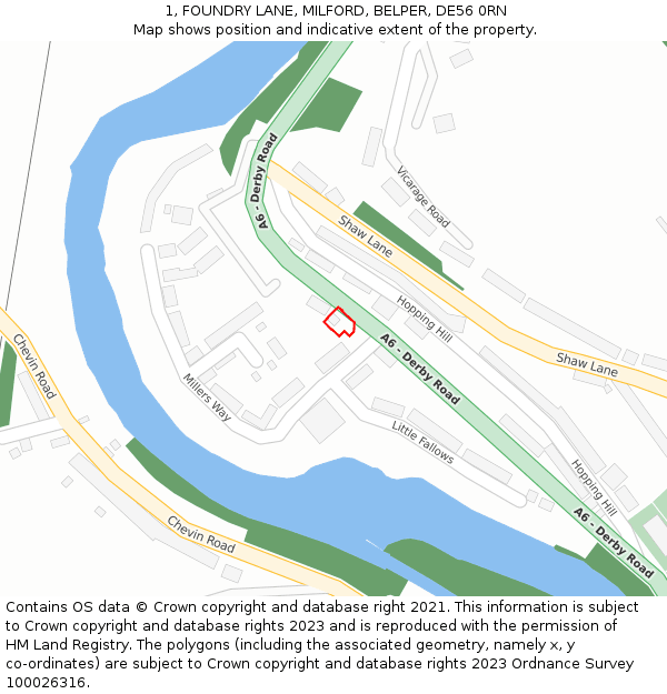 1, FOUNDRY LANE, MILFORD, BELPER, DE56 0RN: Location map and indicative extent of plot